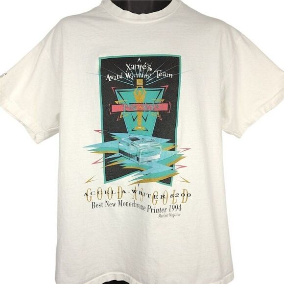 Accel A Writer 8200 T Shirt Vintage 90s Monochrome Printer Xante Made In USA Men - Picture 1 of 7
